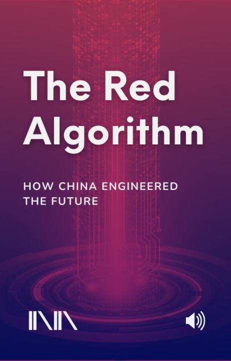 Audiobook cover of “The Red Algorithm,” a digital MP3 audiobook about China’s technology strategy and the future of AI.